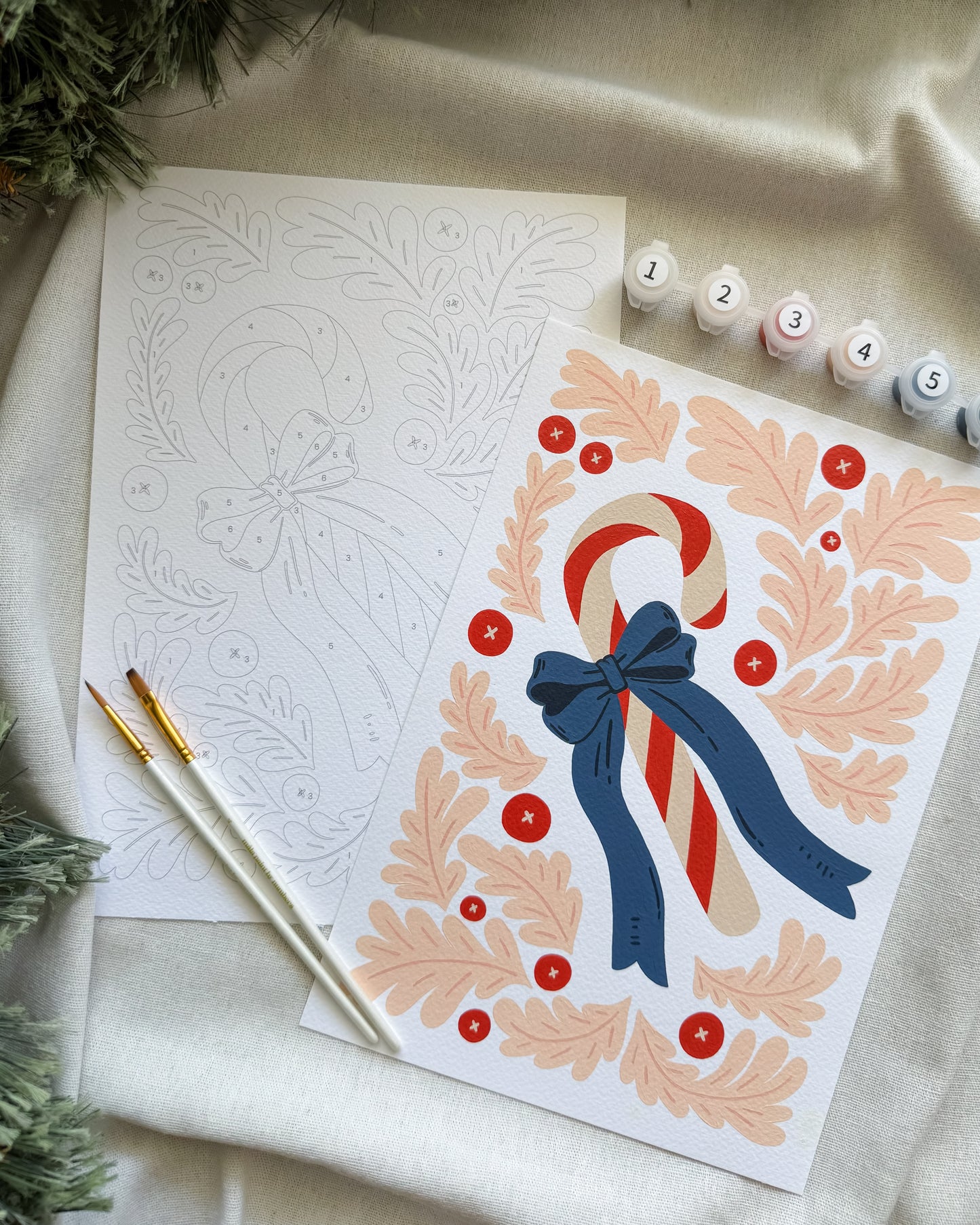 "Candy Cane Kisses" A4 Paint by Number Kit